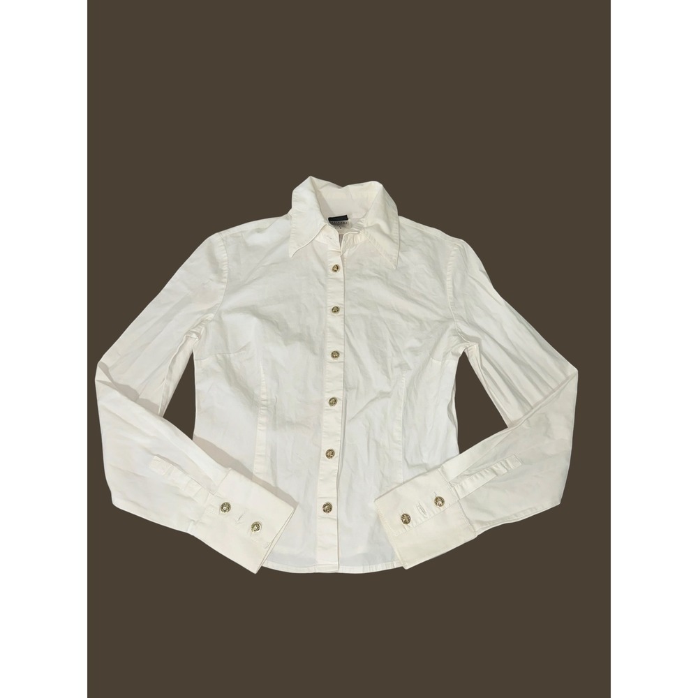 Versace Jeans Couture White Medusa Button Down Shirt Long Sleeve Womens Small